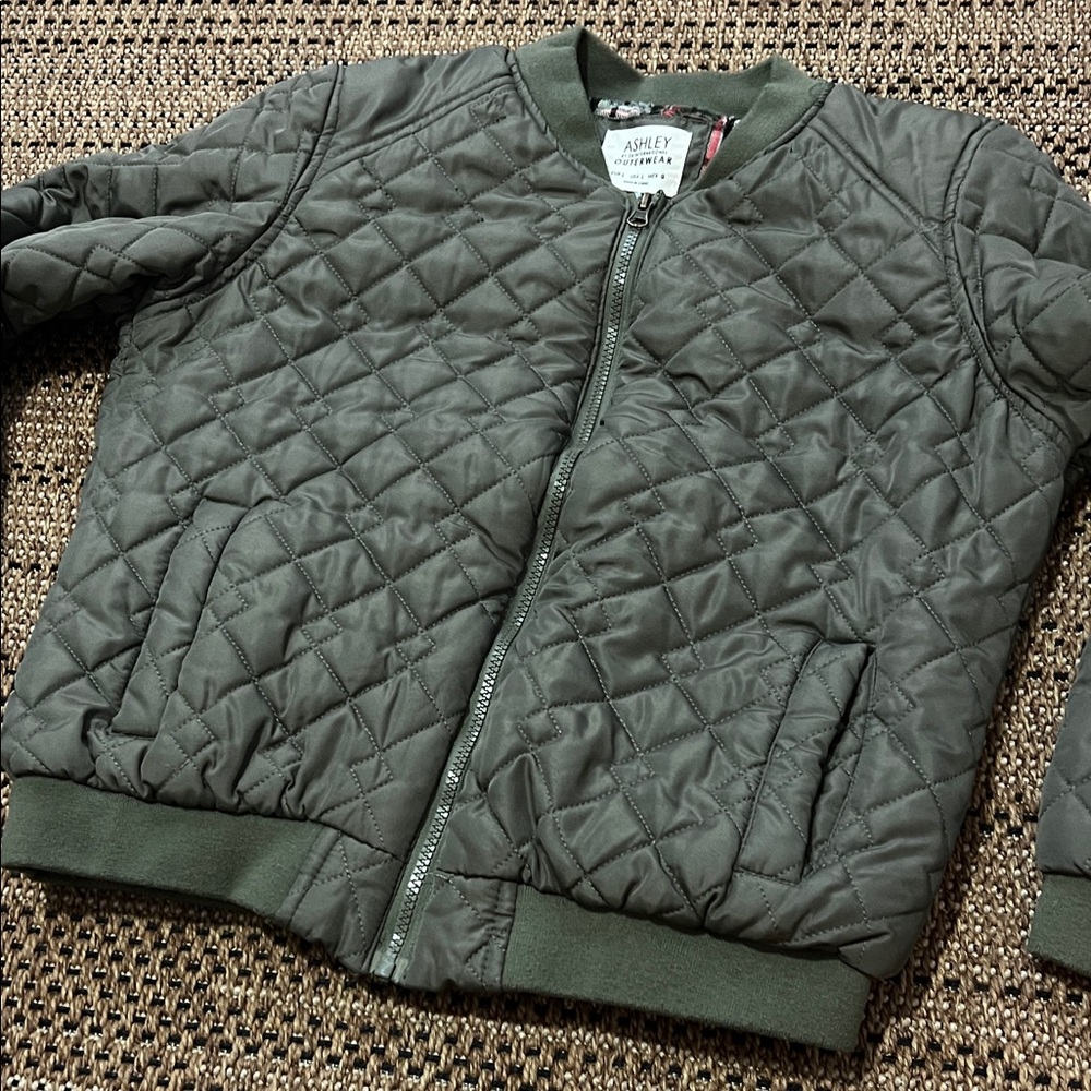 Ashley By 26 International Olive Quilted Bomber Jacket - Picture 5 of 6